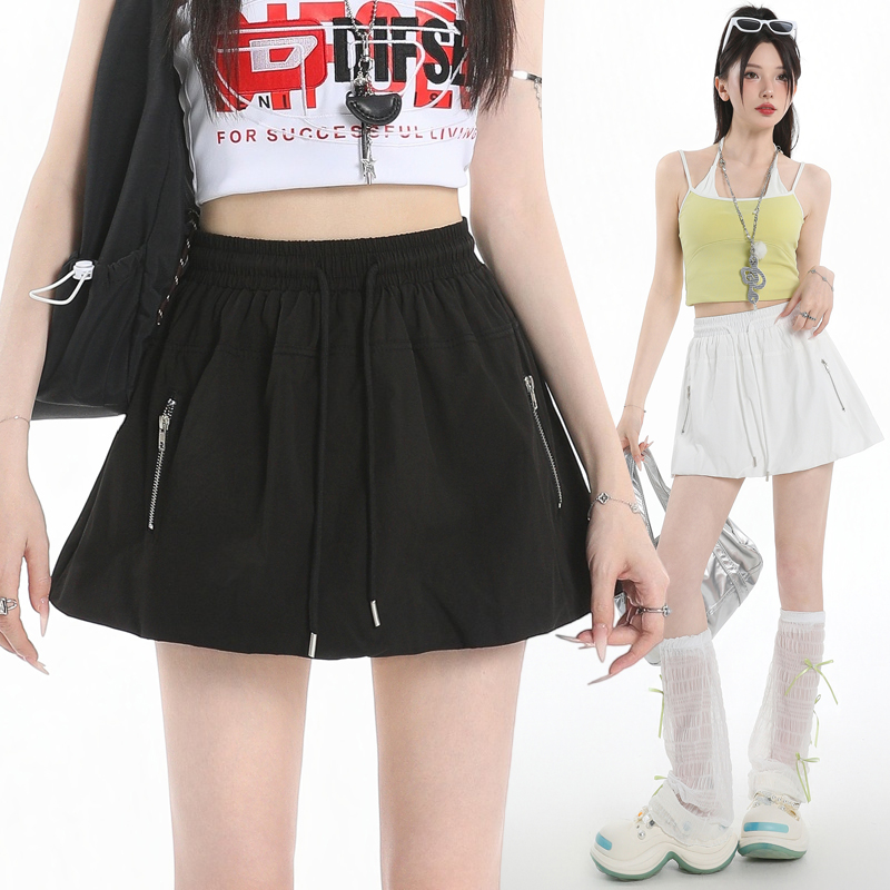MY8905# 时尚工装小个子花苞短裙夏新款高腰抽绳半身裙休闲裙子女裝貨源服裝批發