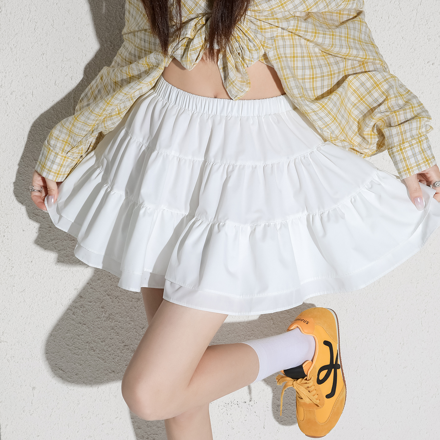 實拍 法式白色蛋糕a字半身裙女夏季甜美高腰顯瘦百搭短裙子