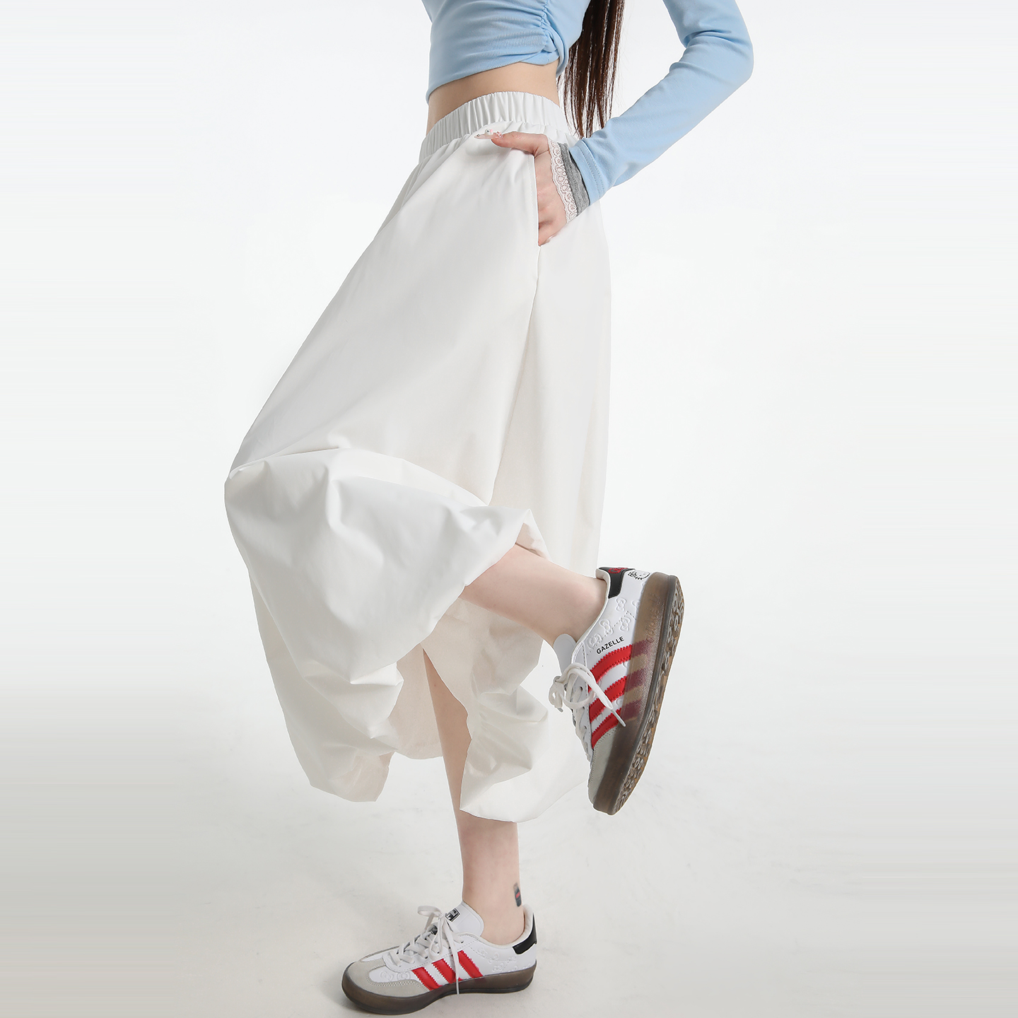 實拍花苞裙長款半身裙女2026春季新款法式燈籠裙子泡泡裙蓬蓬裙女
