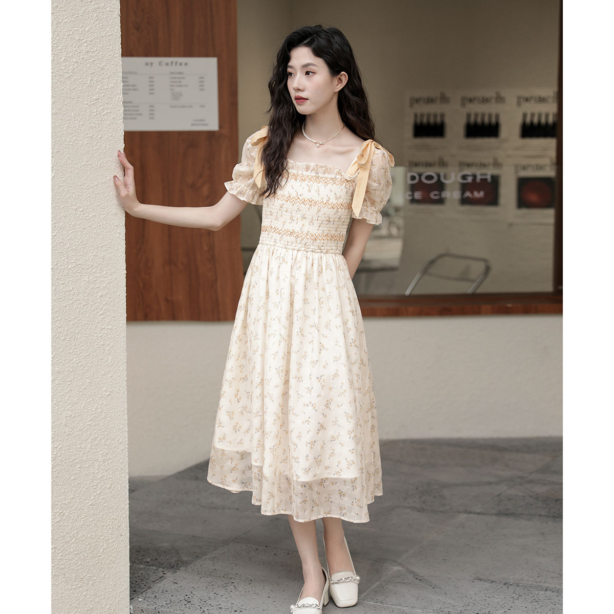 RY65# 连衣裙2026新款夏裙子女设计感小众法式复古甜美温柔风碎花连衣...