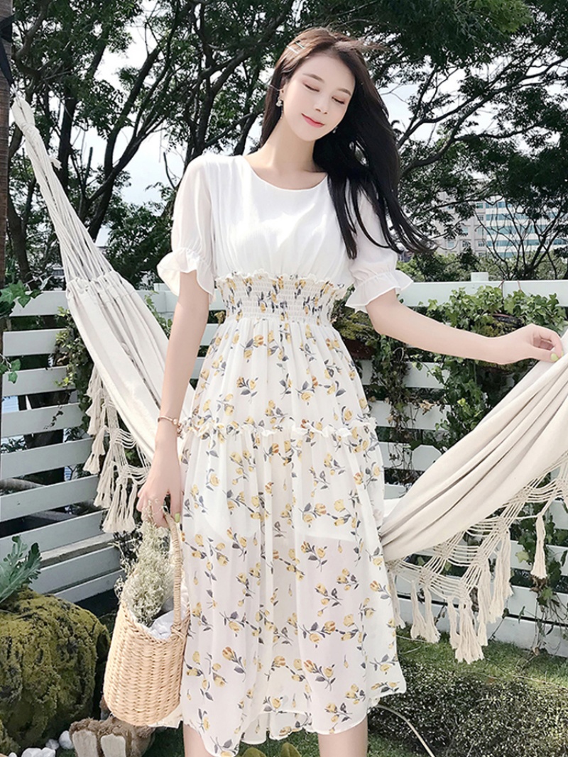 RY64# 夏季甜美森系超仙气质雪纺连衣裙子女初恋桔梗法式小众设计感显瘦