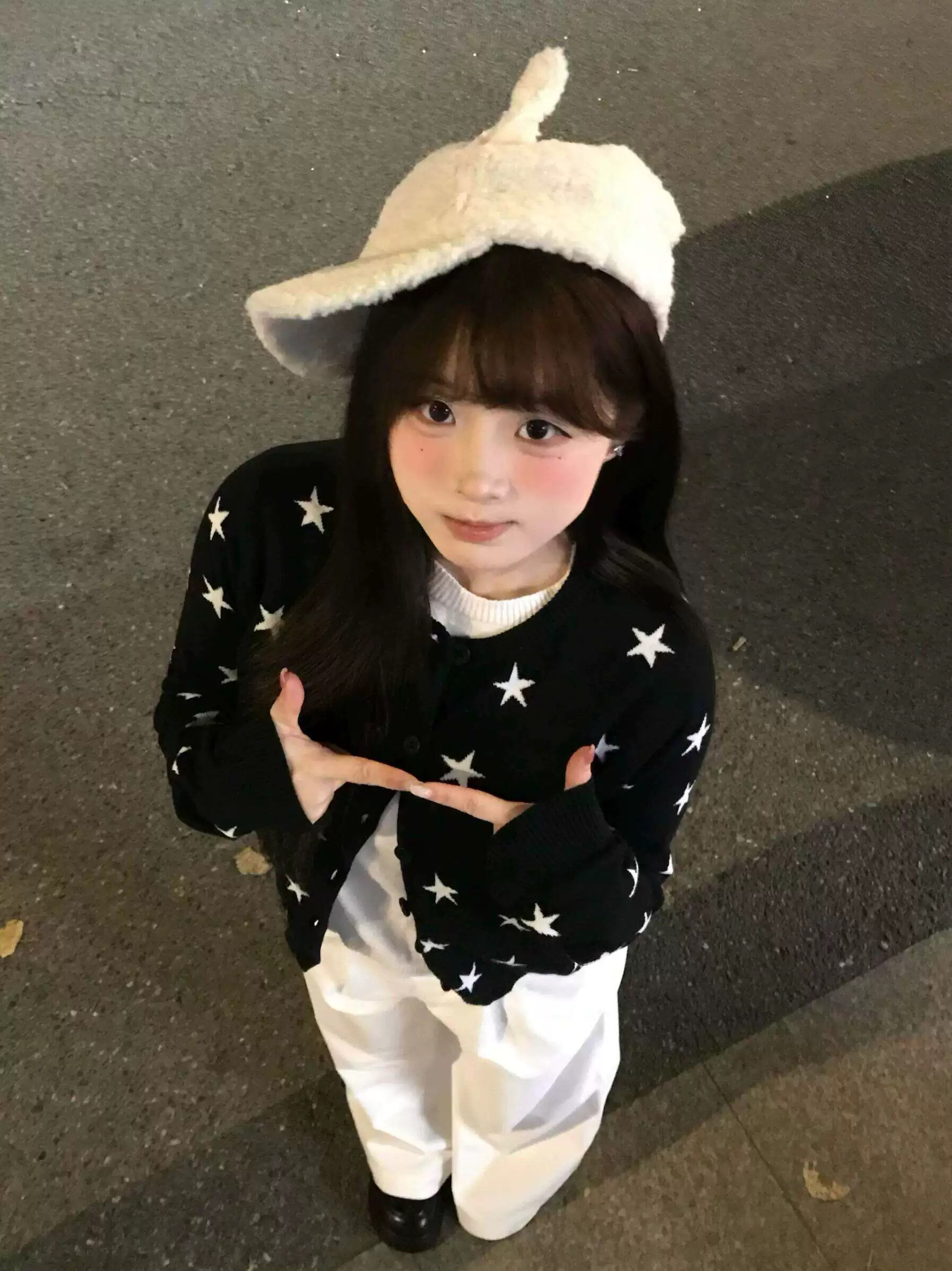甜美少女風星星提花假兩件毛衣針織開衫上衣慵懶風百搭針織衫外套