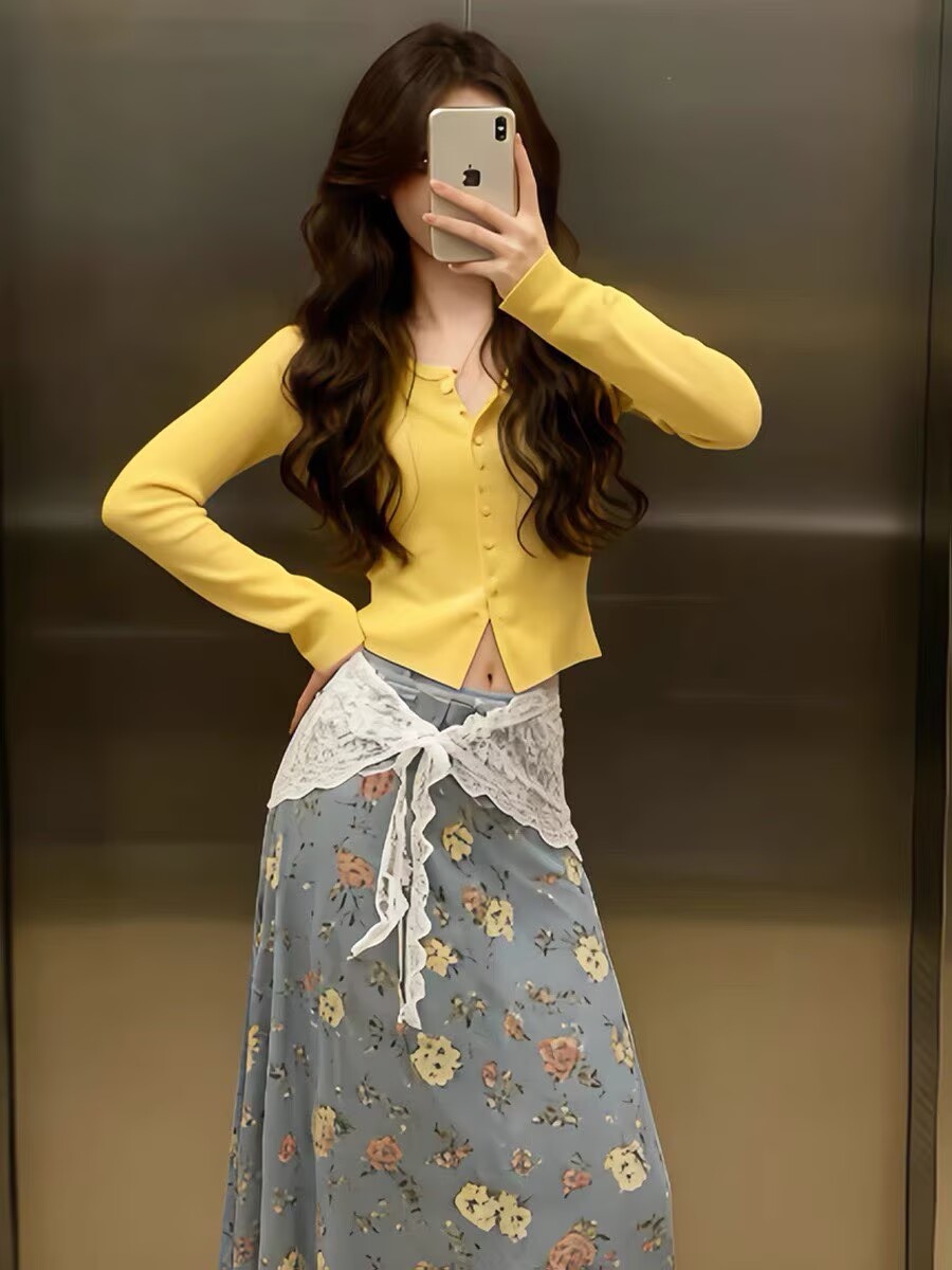 春季OOTD韓系穿搭多巴胺淺黃色顯白穿搭開衫