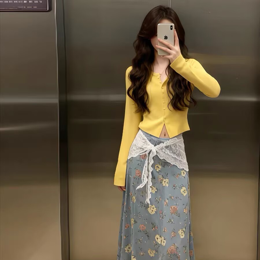 春季OOTD韓系穿搭多巴胺淺黃色顯白穿搭開衫