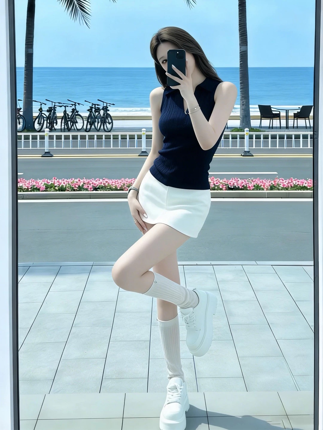 小個子純欲風藏青色v領無袖背心2026夏季新款夏裝高級感上衣女裝