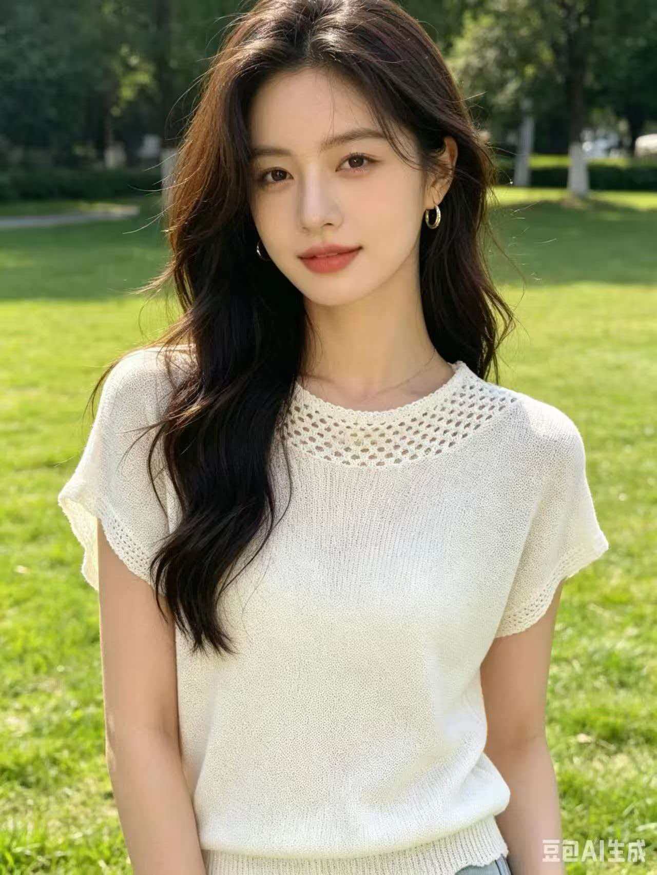 實價新款氣質減齡圓領釘珠針織小飛袖上衣女