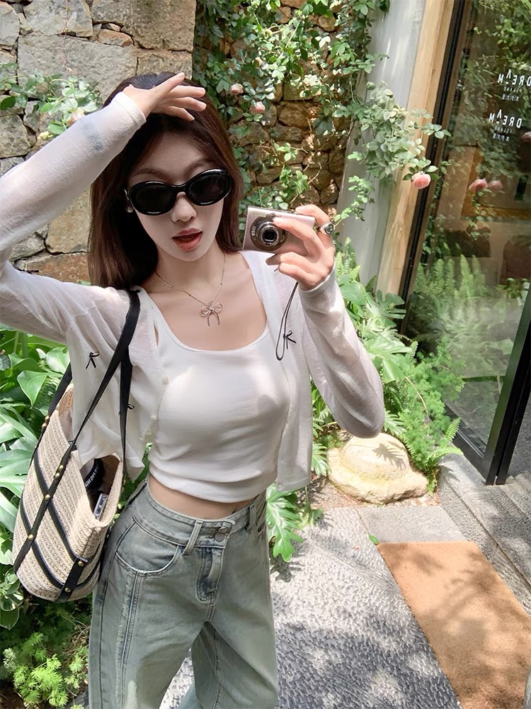 慵懶夢境微透防曬蝴蝶開衫女春夏上衣透氣薄款外套休閑外搭