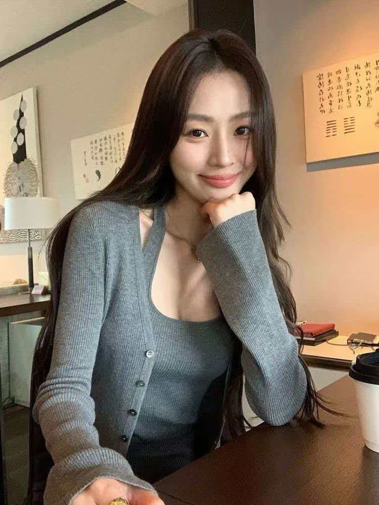 針織衫春日來信少女感羊毛針織開衫女春季顯白背心兩件套