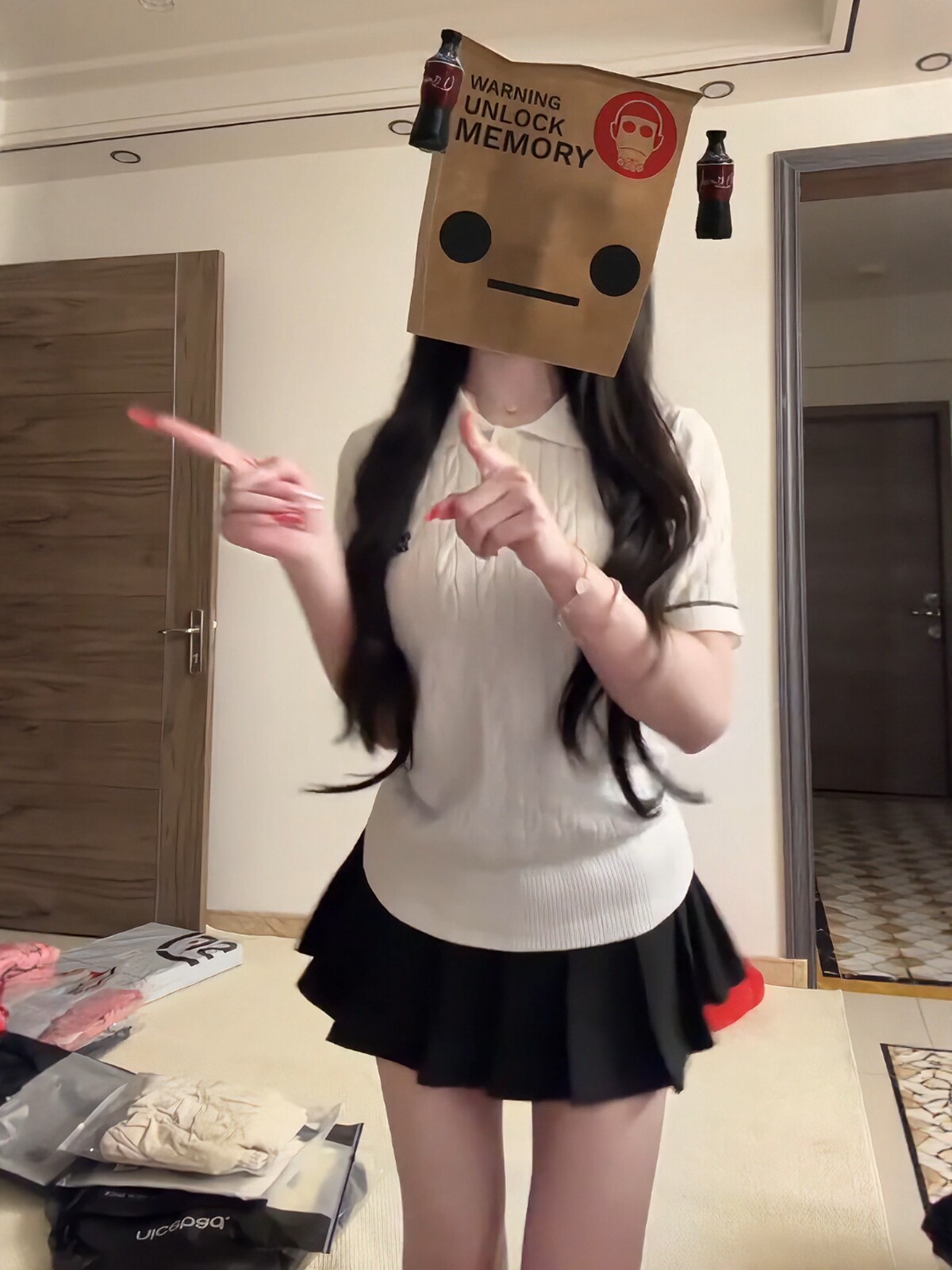 韓系甜妹風休閑運動套裝女夏季修身POLO領短袖百褶短裙學生兩件套