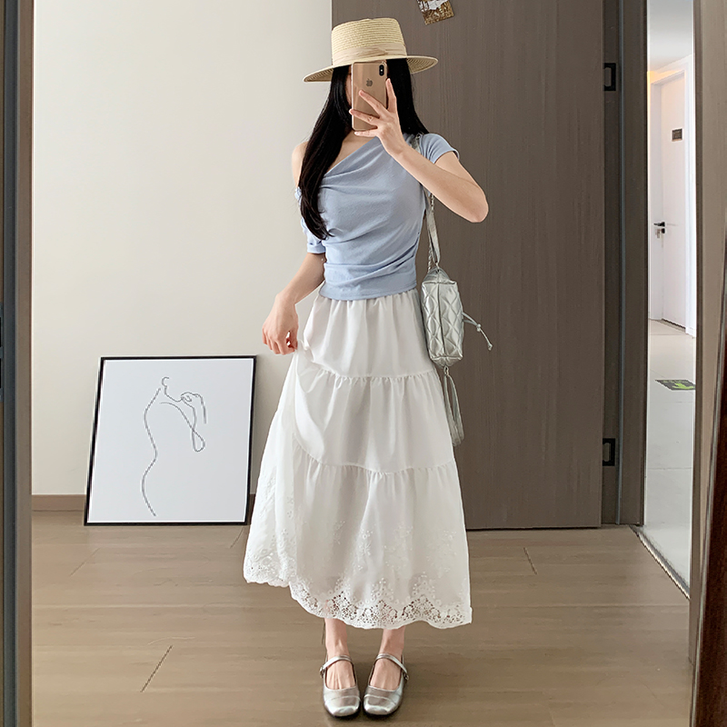 2026實拍韓版小個子白色蕾絲三層蓬蓬裙百褶氣質淑女蛋糕半身裙