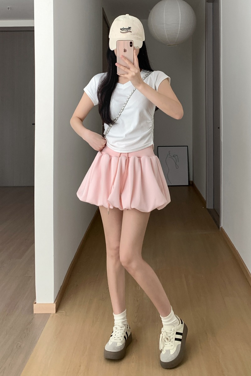 2026實拍灰色花苞裙女夏季高腰顯瘦包臀蓬蓬超短辣妹A字半身裙女