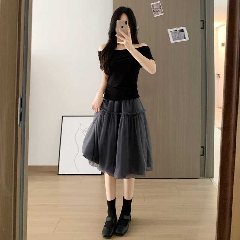 實拍2026彩色半身裙女夏季海邊度假蓬蓬裙紗裙休閑A字花苞短中裙