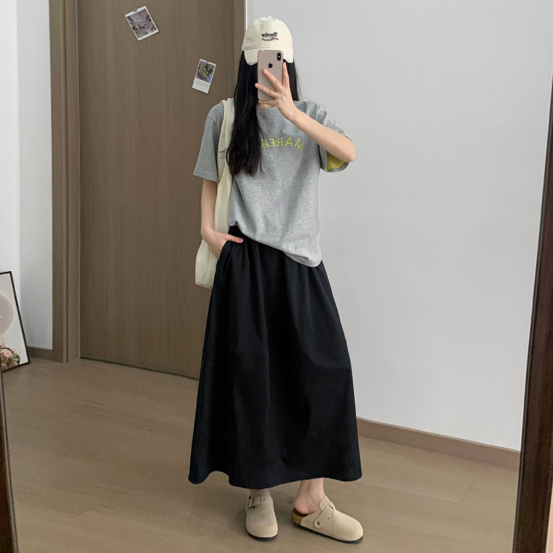 實拍2026韓系花苞裙半身裙女大碼胖MM高腰顯瘦百搭傘裙A字長裙