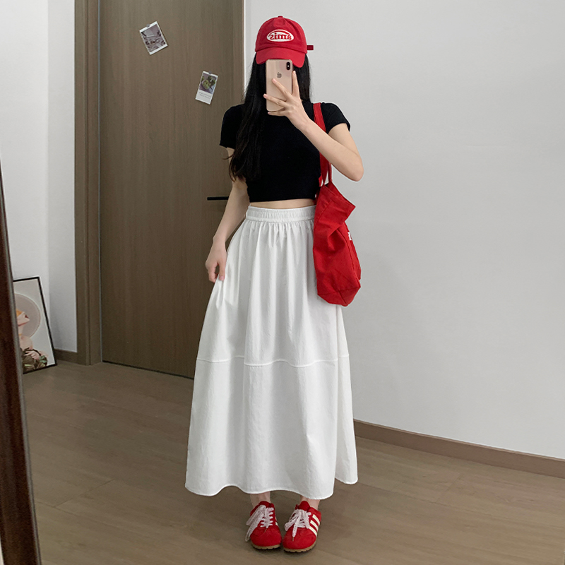 實拍2026韓系花苞裙半身裙女大碼胖MM高腰顯瘦百搭傘裙A字長裙