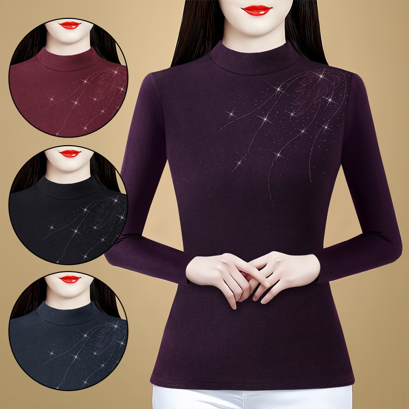 MY14599# 洋气打底衫新款保暖内搭女加绒加厚小衫长袖打底衣女裝貨源服裝批發