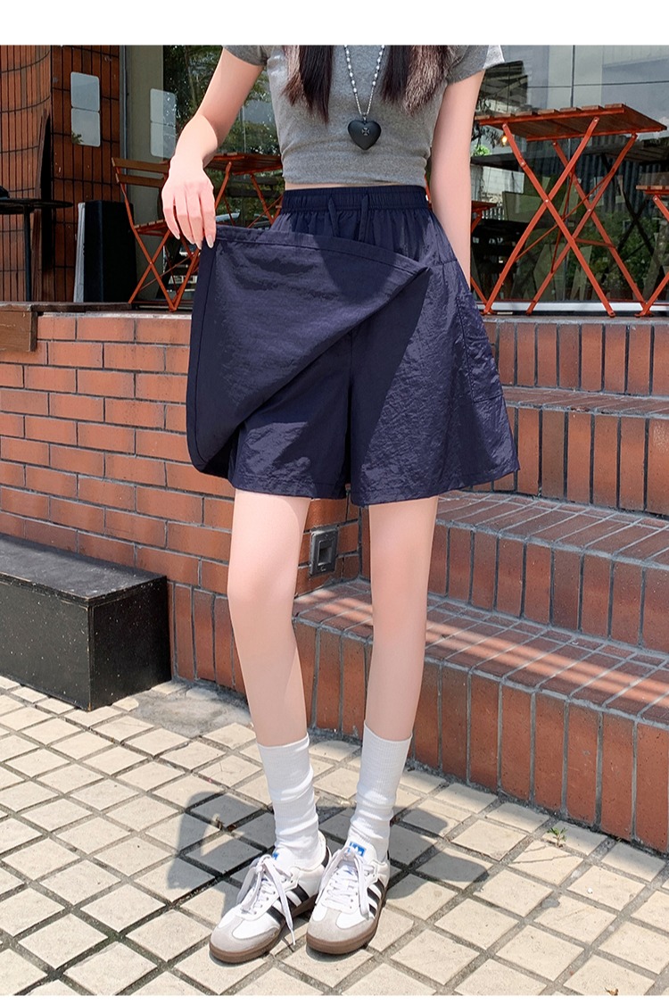 實拍藏青色速干半身裙女薄款高腰大碼A字工裝褲裙防走光運動短褲