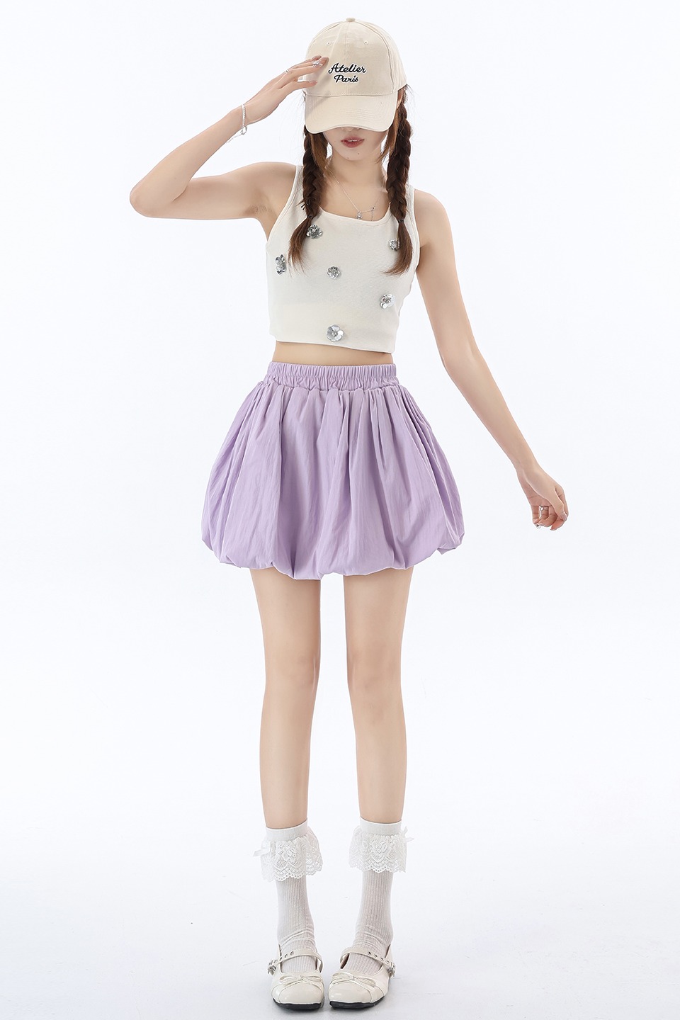 實拍花苞短裙女夏季2026新高腰小個子防走光a字燈籠裙蓬蓬半身裙