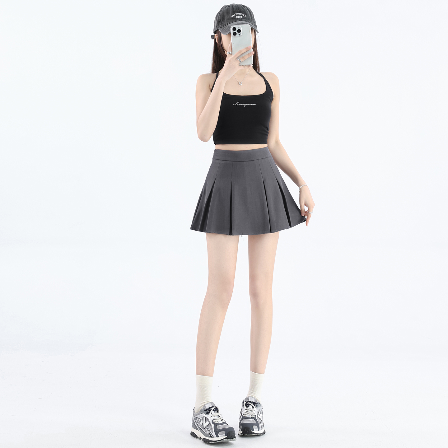 實拍百褶裙女2026春夏新款短裙高腰大碼胖mm顯瘦a字內襯半身裙