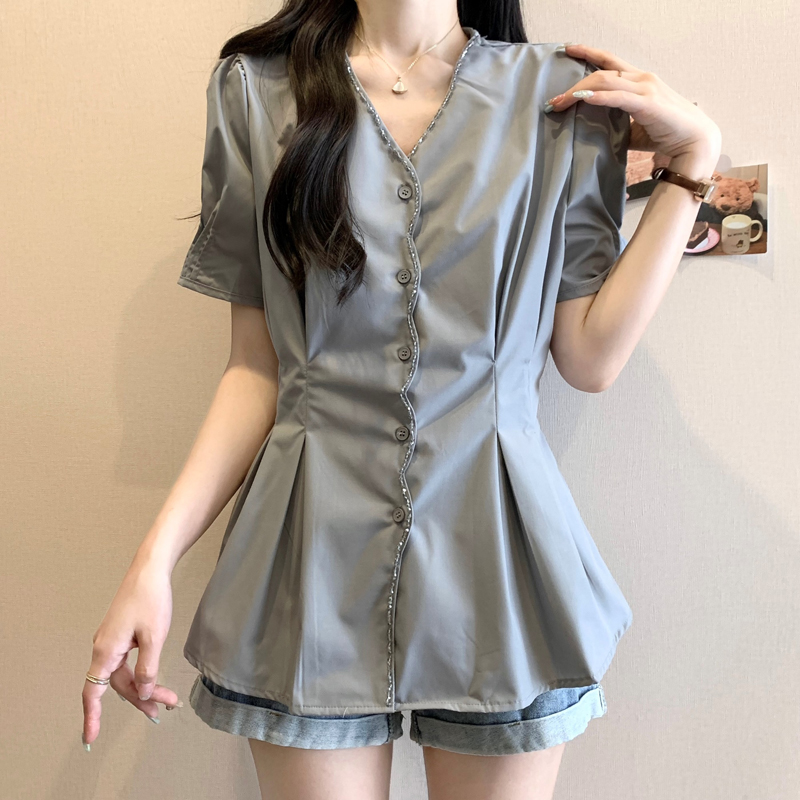 FA33083# 夏季新款大码女装宽松显瘦百搭衬衫上衣宽松显瘦 服裝批發女裝批發服飾貨源