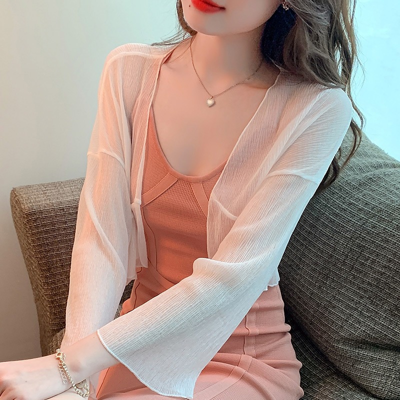 已出貨小披肩外套女2026春夏新款小坎肩百搭雪紡防曬超薄短款開衫