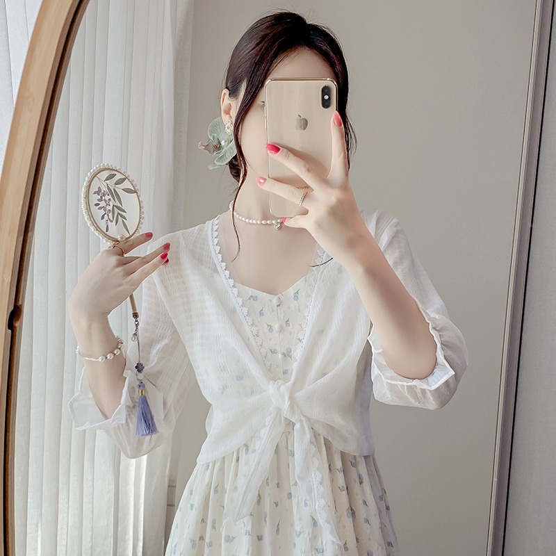 小披肩外套女2春夏新款百搭雪紡防曬超薄短款外搭開衫