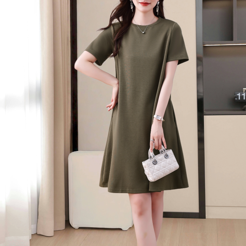 MY8488# 时尚简约胖mm大码T恤连衣裙子夏季新款宽松型休闲遮肚显瘦女女裝貨源服裝批發