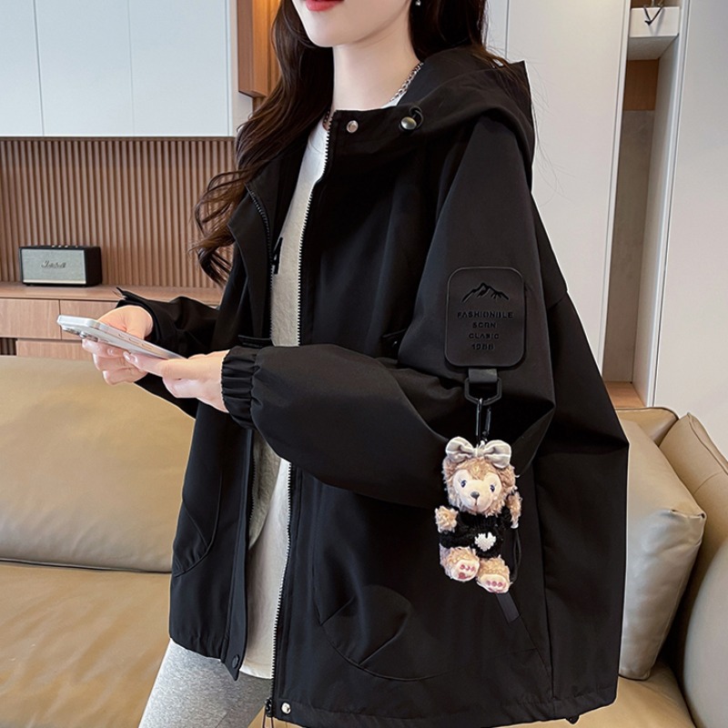 MY16575# 加棉韩版潮流机能风连帽冲锋衣外套女装秋冬百搭设计感棉衣女...