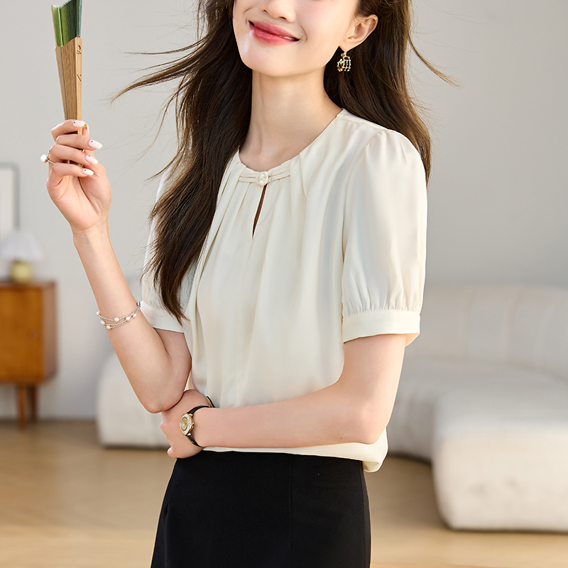 實拍2026夏季新款抗皺盤扣襯衫新中式設計感國風短袖上衣女