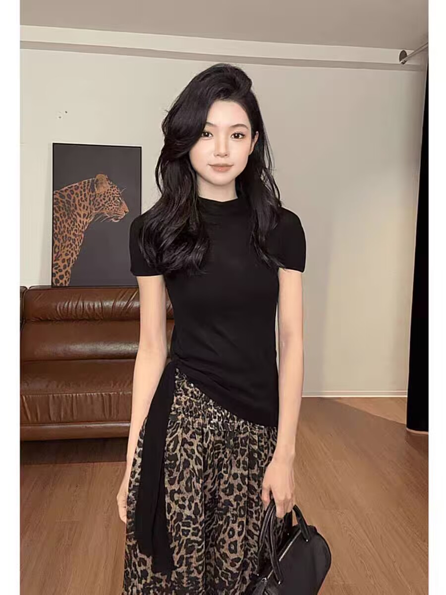韓系不規則收腰綁帶短袖T恤女2026新款夏裝巨好看百搭上衣不撞款