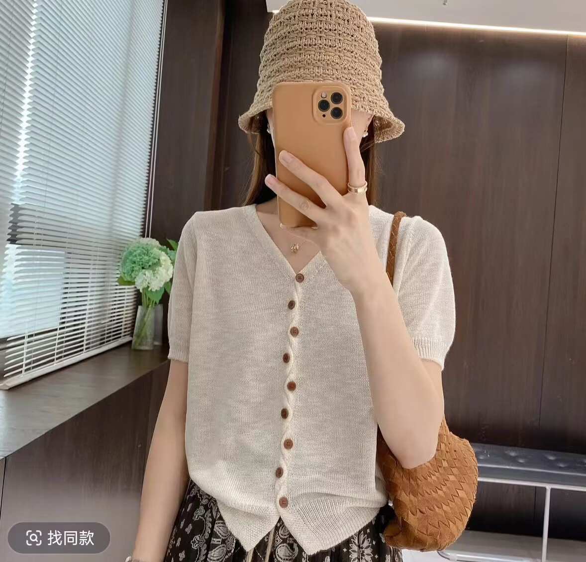 金小金自制女裝 針織衫DYW10913夏日顯瘦V領短袖上衣