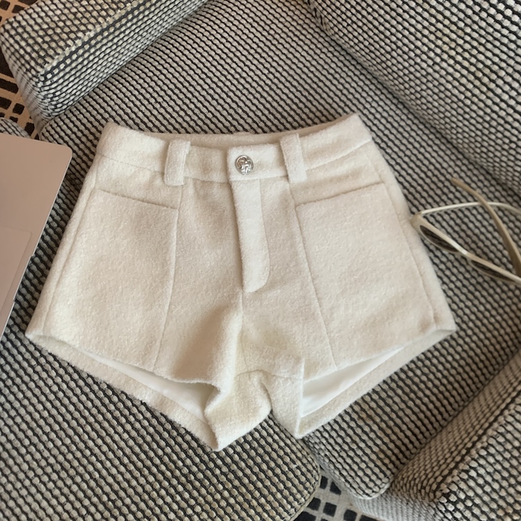 MY13750# 复古毛呢短裤女裝貨源服裝批發