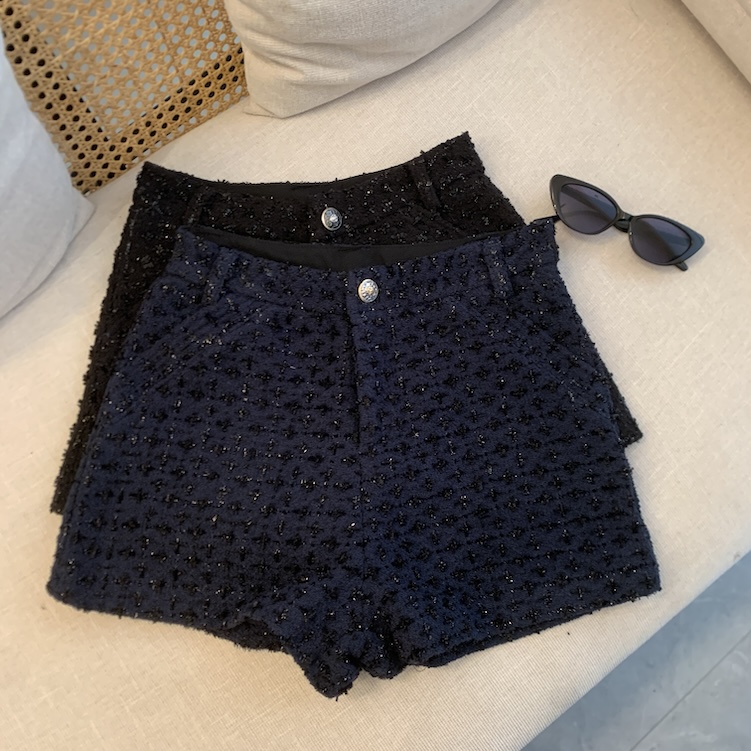 MY14105# 复古小香风亮晶晶短裤女裝貨源服裝批發