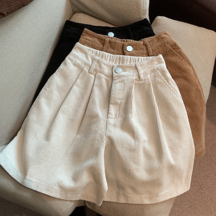 MY15289# 复古灯芯绒短裤女裝貨源服裝批發