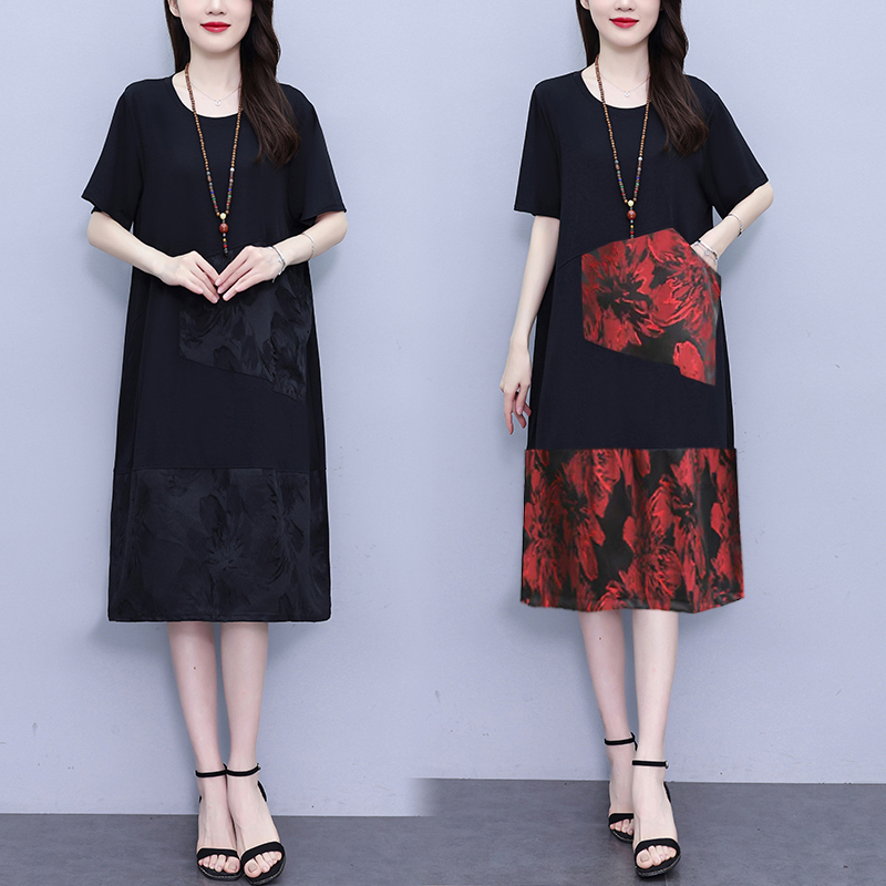 MY9663# 大码女装休闲百搭连衣裙女夏装新款胖MM韩版时尚中长款裙子女裝貨源服裝批發