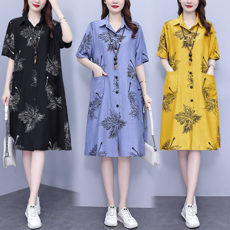MY10423# 大码女装夏新款胖mm韩版时尚宽松版中长款气质休闲衬衫连衣裙女裝貨源服裝批發