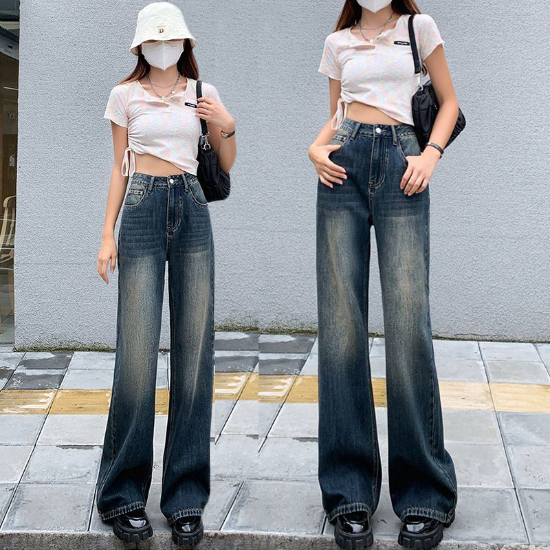 MY14675# 微喇裤大码胖mm不贴腿宽松女款裤子梨型身材粗腿宽胯小个子...