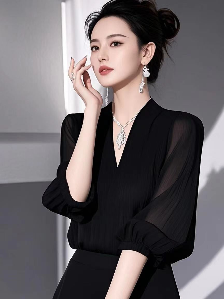 夏法式減齡百搭顯瘦襯衫小眾設計感輕奢襯衣