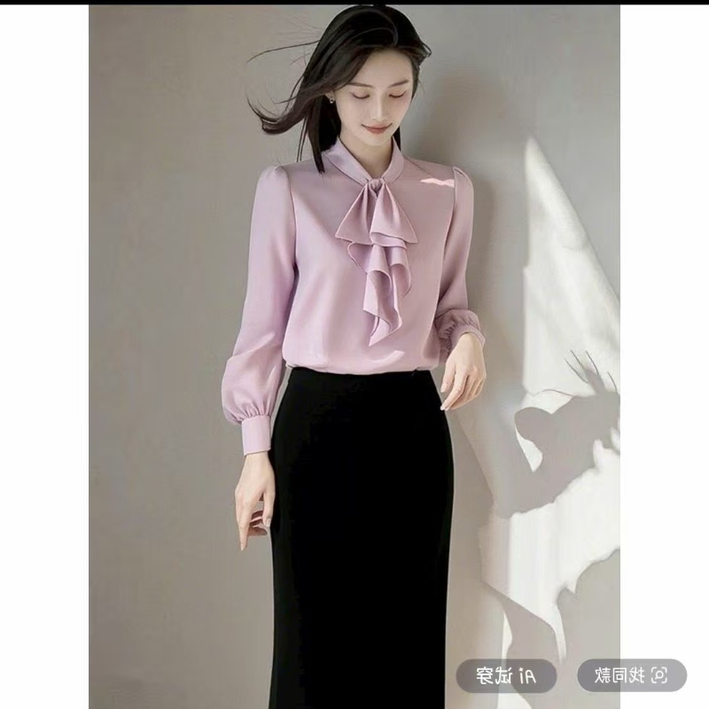 優雅氣質溫柔飄帶襯衫女秋季新款設計感小眾時尚洋氣減齡別致襯衣