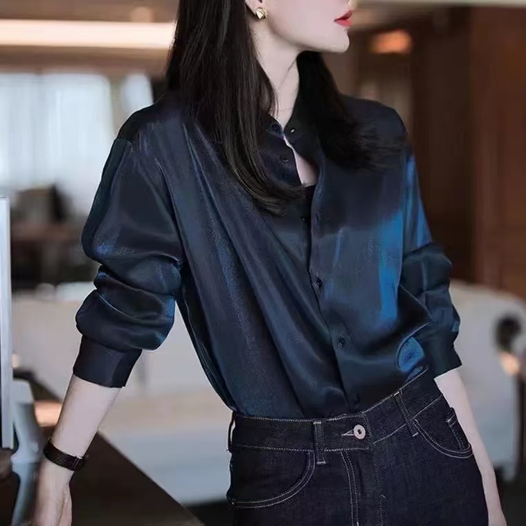 優雅氣質溫柔亮彩襯衫女秋季新款設計感小眾時尚洋氣減齡別致襯衣
