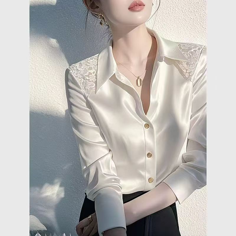 白色襯衫今年流行爆款高級感輕奢減齡洋氣氣質打底內搭上衣2025秋