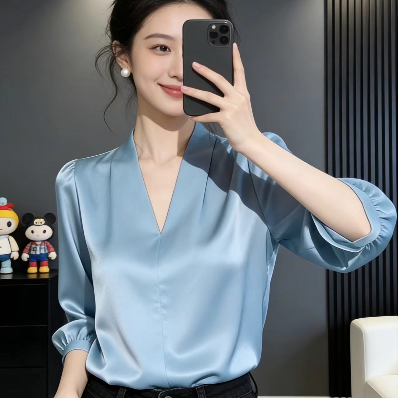 夏法式減齡百搭顯瘦襯衫小眾設計感輕奢襯衣