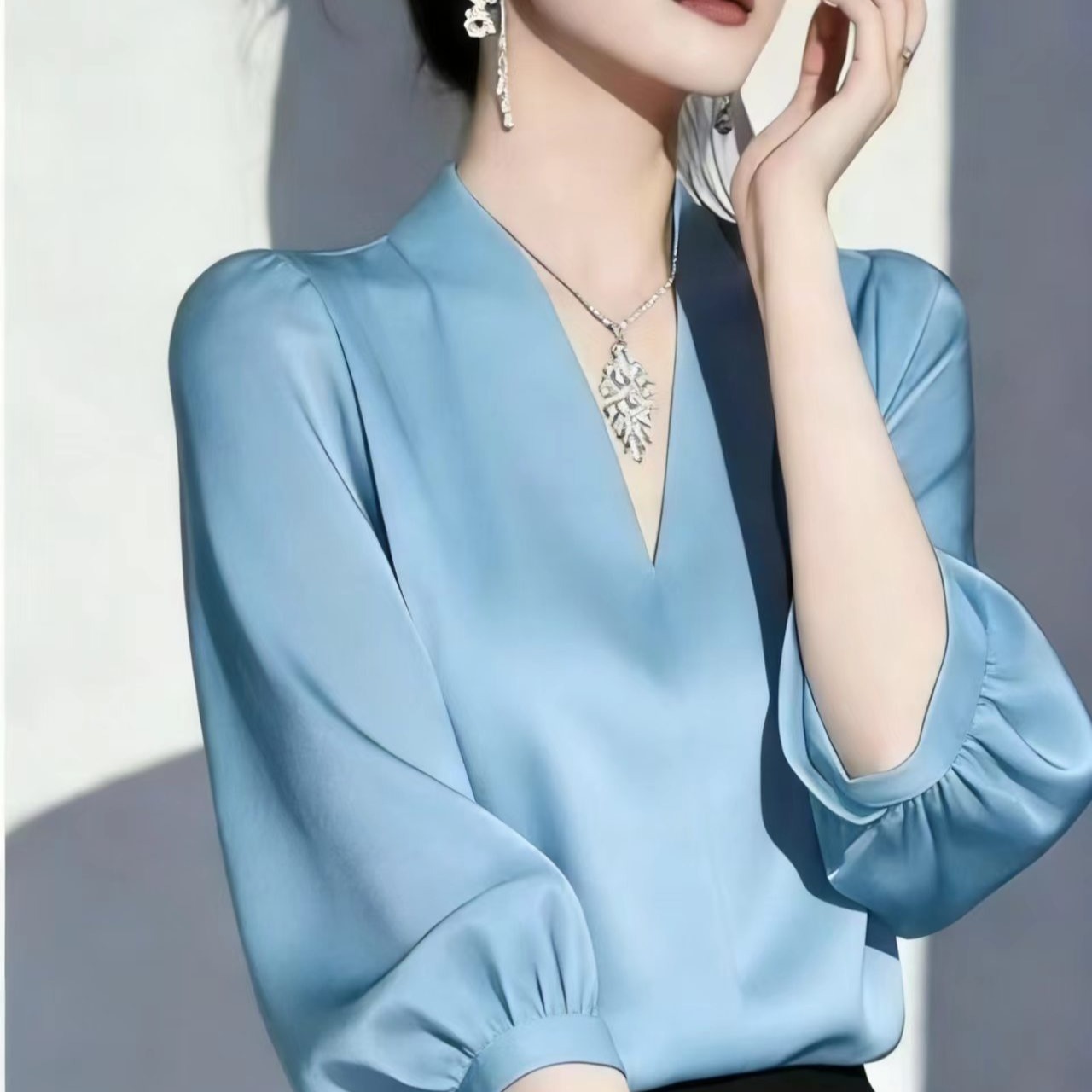 夏法式減齡百搭顯瘦襯衫小眾設計感輕奢襯衣