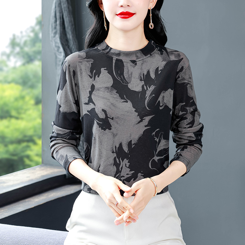 半高領長袖打底衫女秋冬新款小衫時尚彈力顯瘦T恤內搭上衣