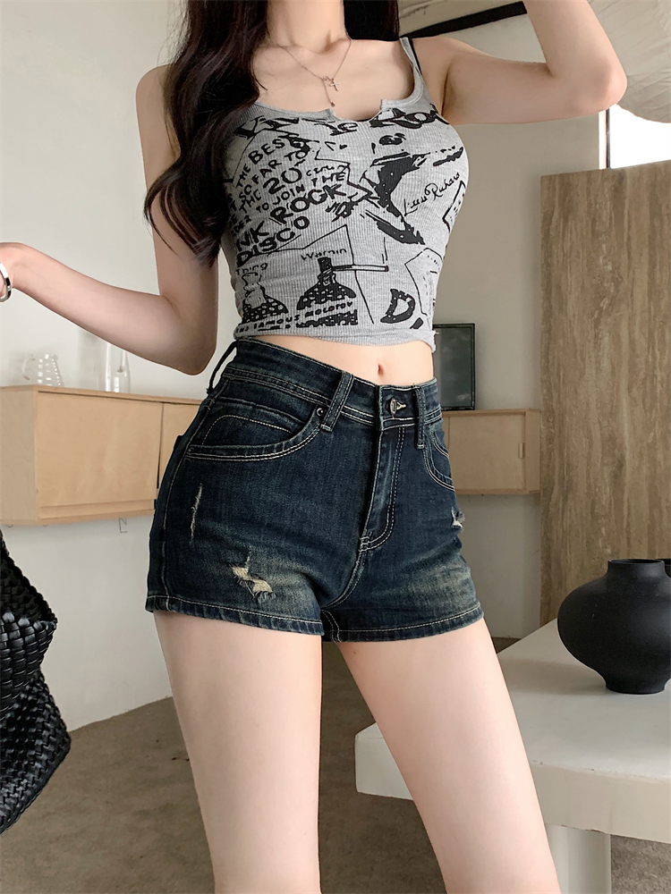 實拍 美式辣妹低腰牛仔短褲女2026夏季新款復古百搭a字包臀熱褲子