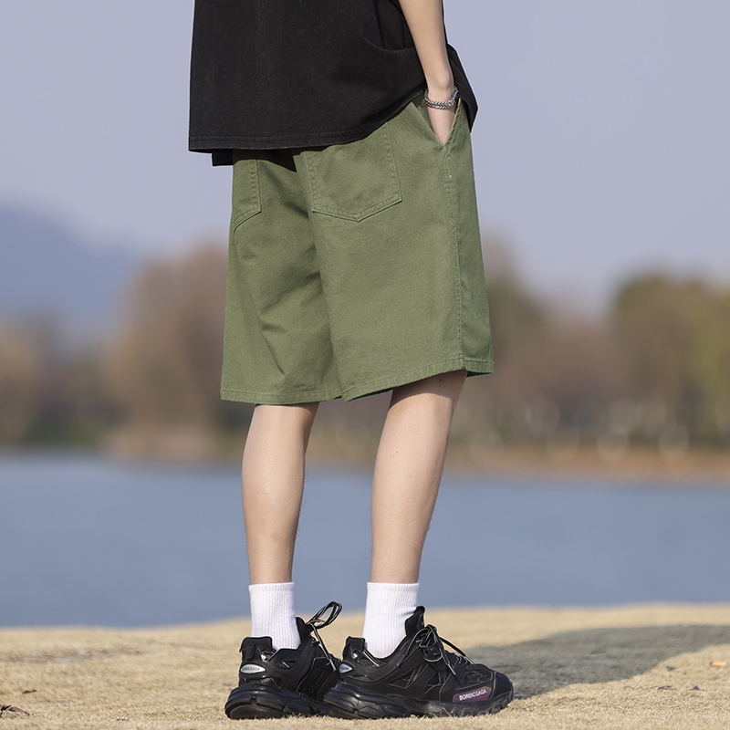 2025夏季新款薄款純棉五分褲男寬松休閑松緊腰港風短褲