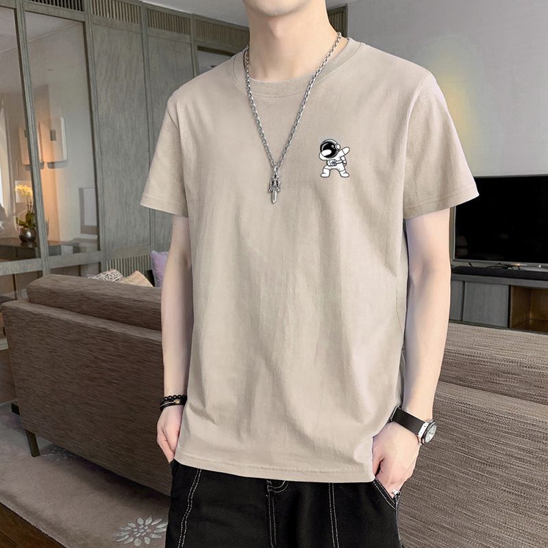 實拍夏季純棉短袖t恤男ins潮牌寬松百搭休閑男士體恤上衣