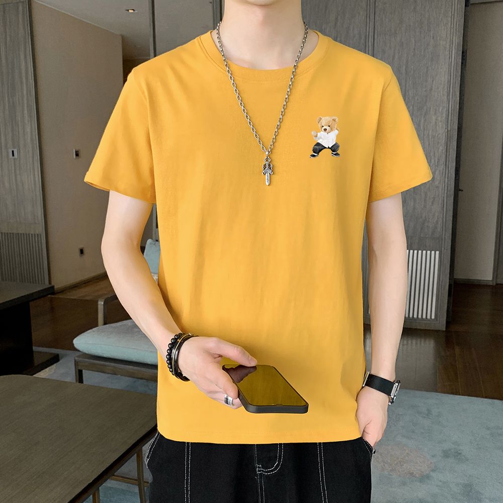實拍夏季男士短袖T恤圓領潮流寬松衣服純棉t恤男