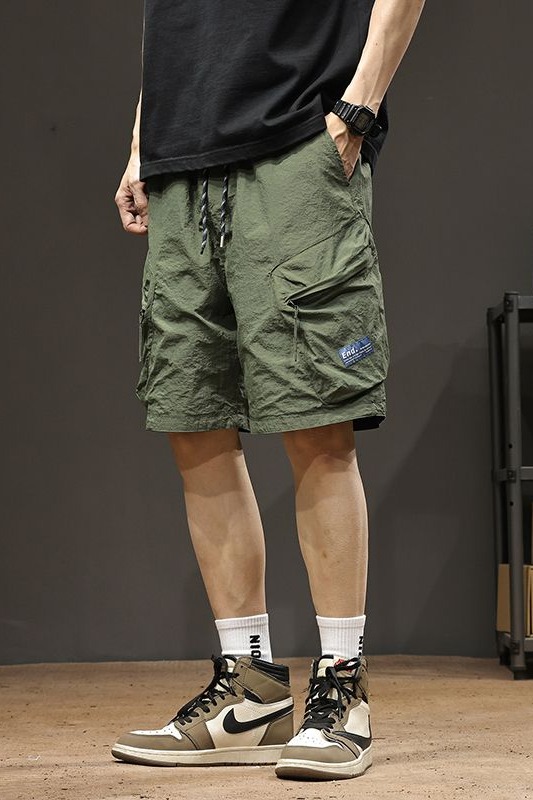 實拍2025夏季新款雙面穿速干工裝五分褲男潮流休閑大口袋短褲