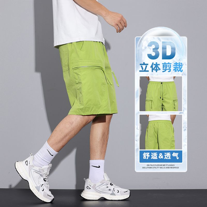 實拍2025夏季新款潮流速干冰絲休閑短褲男寬松百搭五分褲