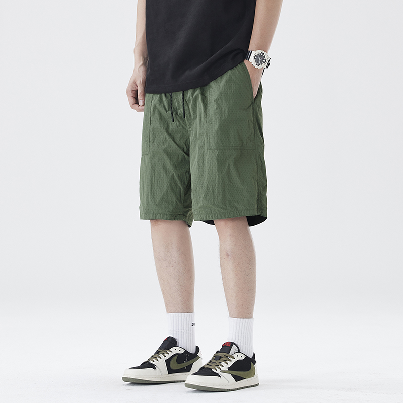 夏季沖孔工藝雙面穿短褲男夏季休閑薄款沙灘褲速干輕薄透氣五分褲